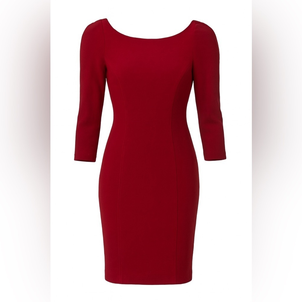 Diane Von Furstenberg red zipper back sheath dress, size 0